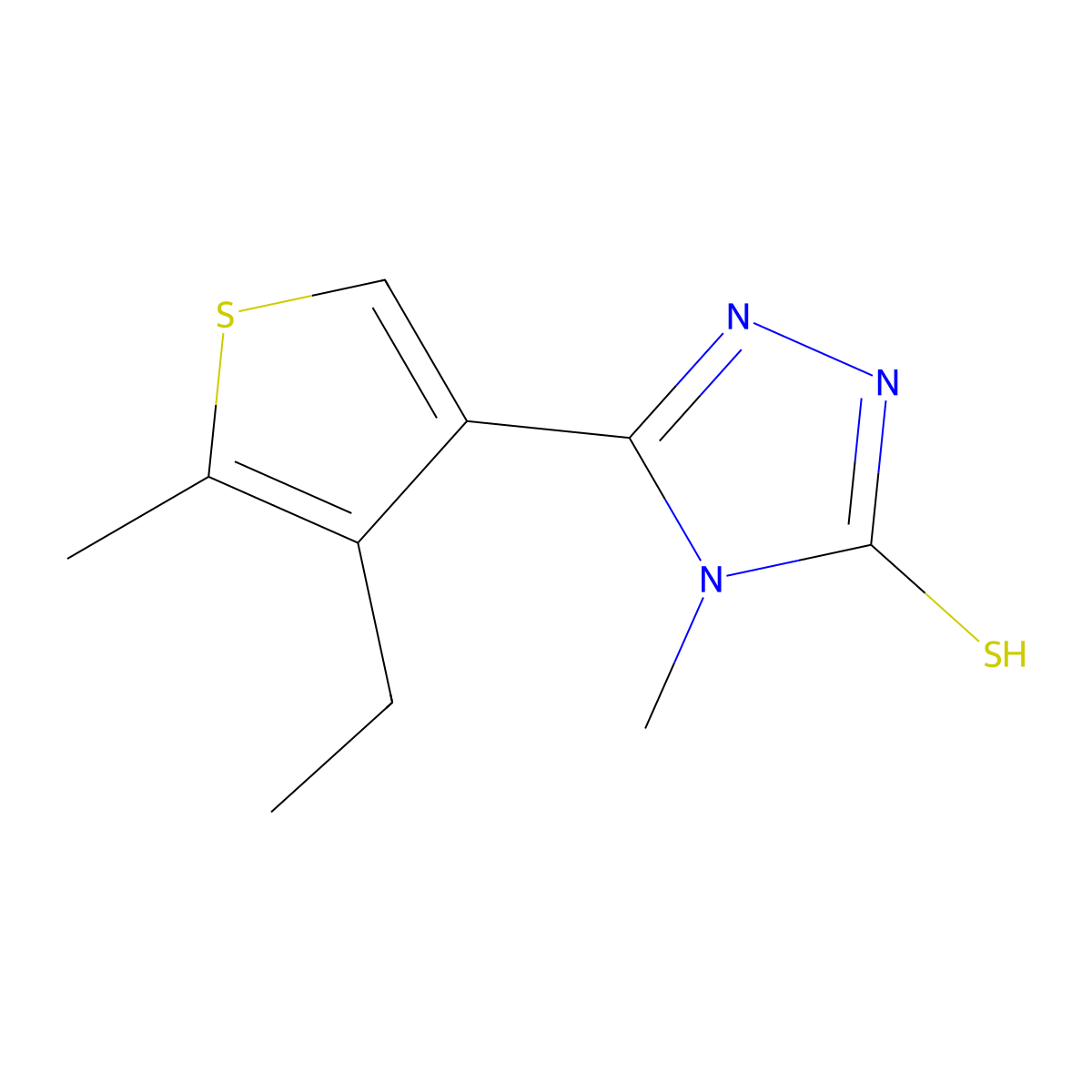 5-(4-ethyl-5-methylthien-3-yl)-4-methyl-4H-1,2,4-triazole-3-thiol molecular structure, CAS 590376-88-8
