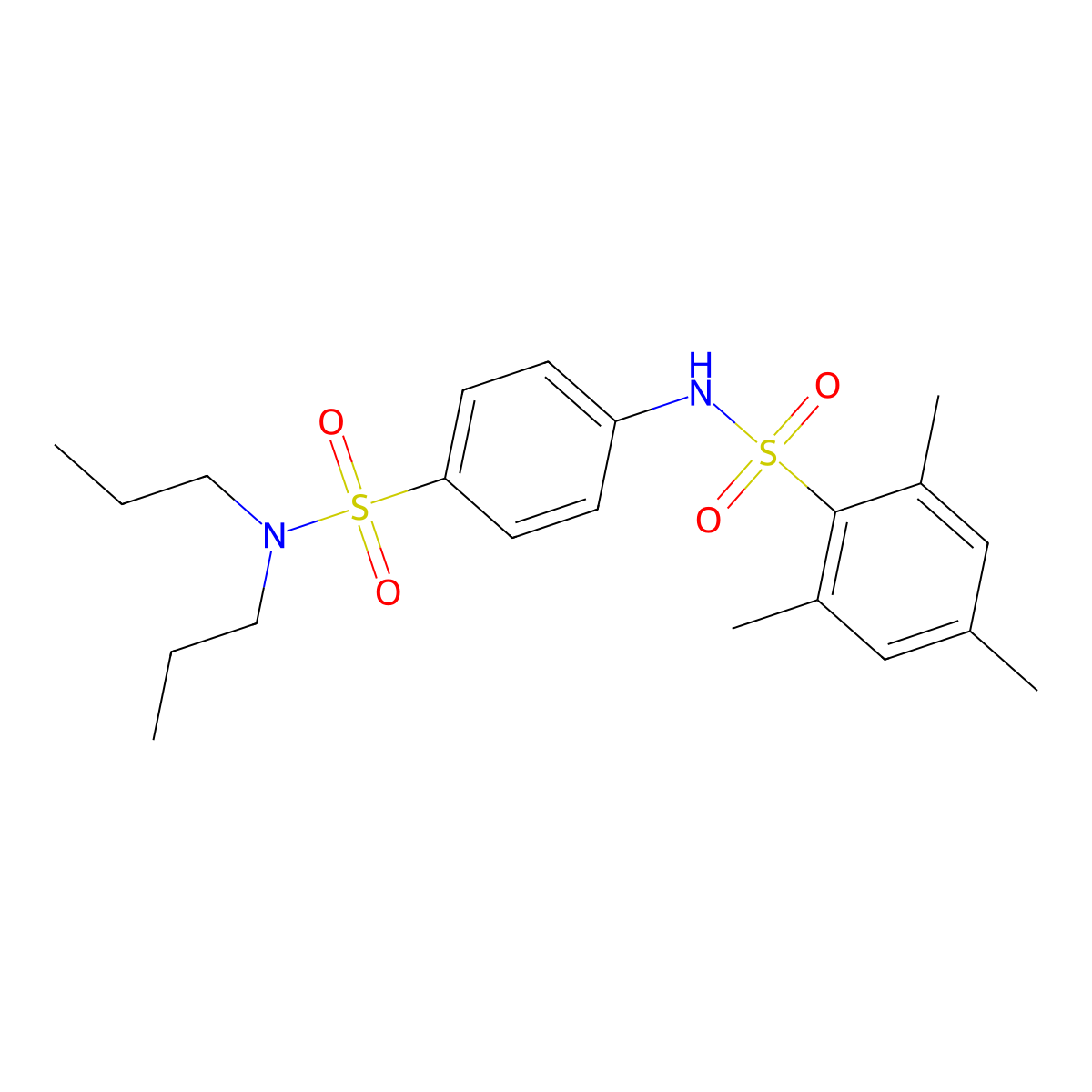 N-[4-(dipropylsulfamoyl)phenyl]-2,4,6-trimethylbenzenesulfonamide molecular structure, CAS 590377-06-3