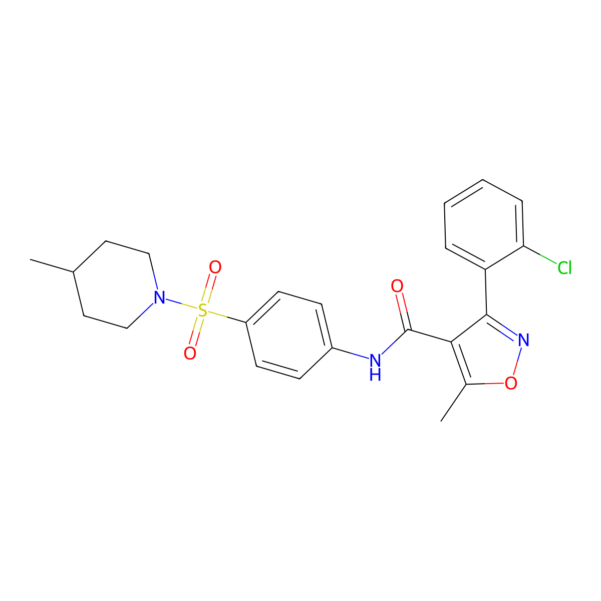 3-(2-chlorophenyl)-5-methyl-N-[4-(4-methylpiperidin-1-yl)sulfonylphenyl]-1,2-oxazole-4-carboxamide molecular structure, CAS 590377-13-2