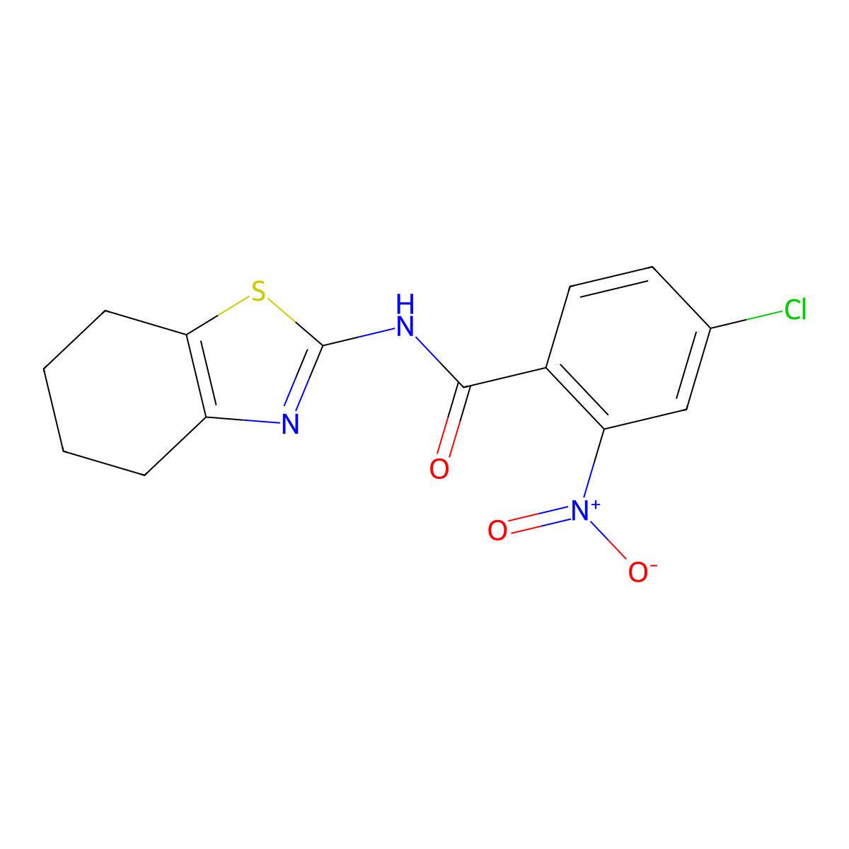 4-chloro-2-nitro-N-(4,5,6,7-tetrahydro-1,3-benzothiazol-2-yl)benzamide molecular structure, CAS 590377-19-8