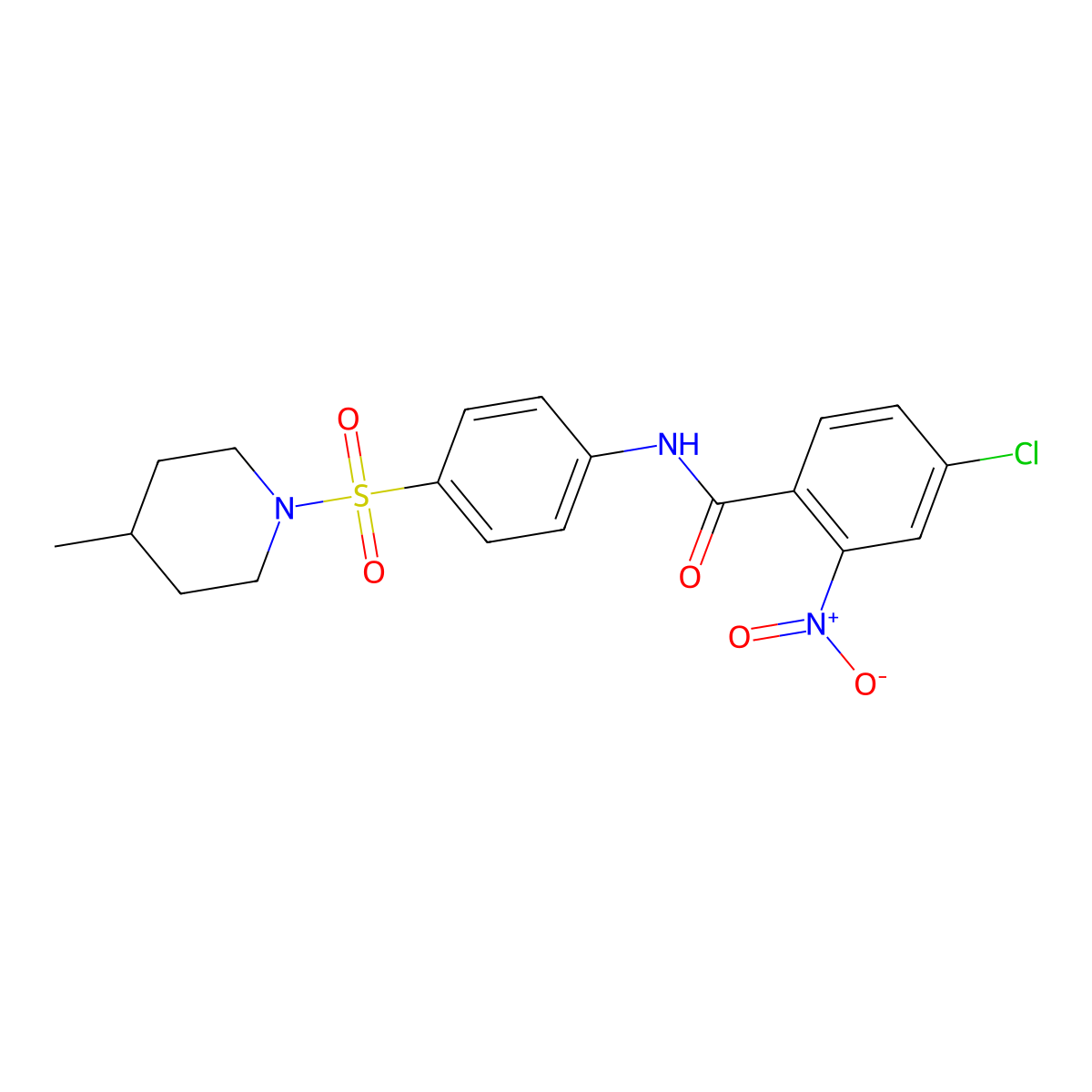 4-chloro-N-[4-(4-methylpiperidin-1-yl)sulfonylphenyl]-2-nitrobenzamide molecular structure, CAS 590377-22-3