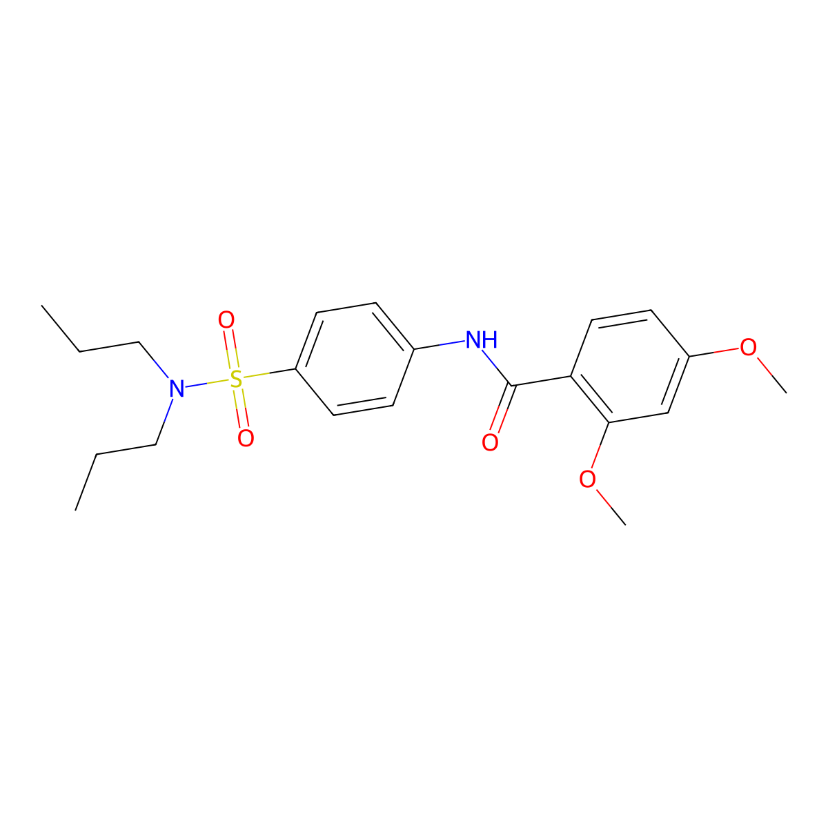 N-[4-(dipropylsulfamoyl)phenyl]-2,4-dimethoxybenzamide molecular structure, CAS 590377-23-4