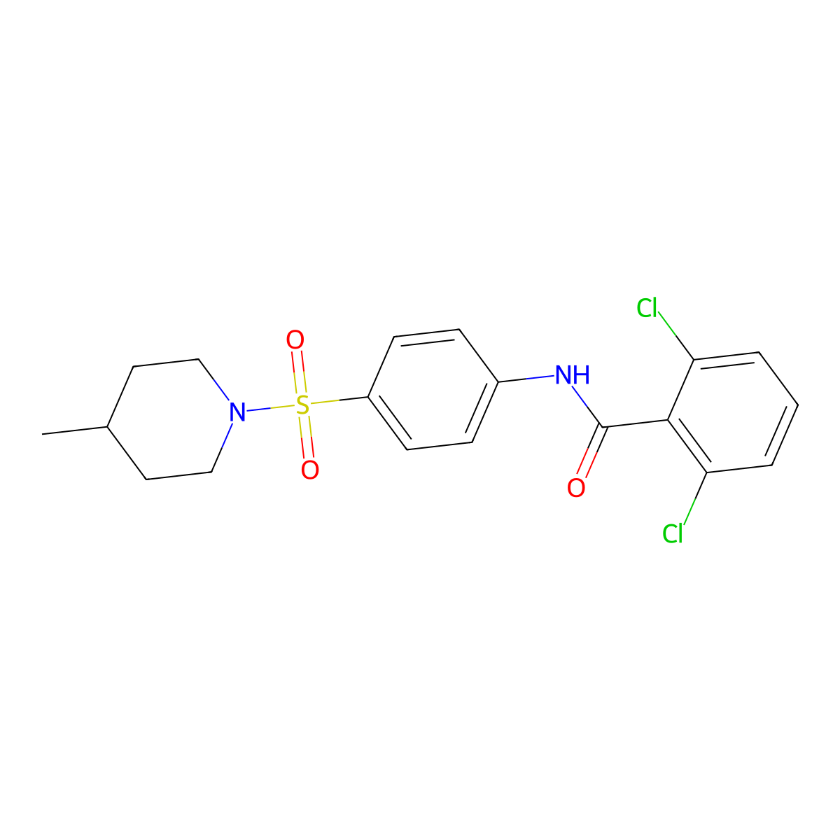 2,6-dichloro-N-[4-(4-methylpiperidin-1-yl)sulfonylphenyl]benzamide molecular structure, CAS 590377-28-9