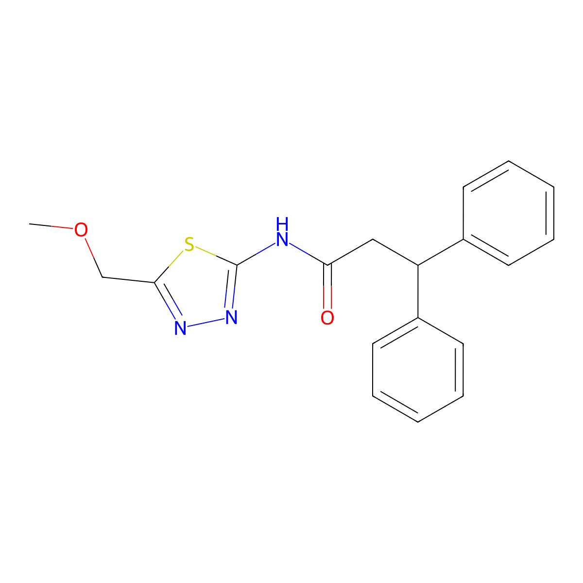 N-[5-(methoxymethyl)-1,3,4-thiadiazol-2-yl]-3,3-diphenylpropanamide molecular structure, CAS 590377-31-4
