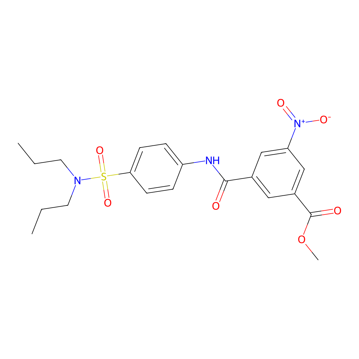 Methyl 3-[({4-[(dipropylamino)sulfonyl]phenyl}amino)carbonyl]-5-nitrobenzoate molecular structure, CAS 590377-33-6