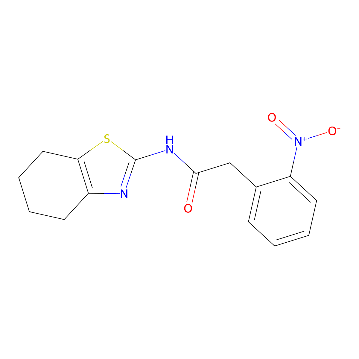 2-(2-nitrophenyl)-N-(4,5,6,7-tetrahydro-1,3-benzothiazol-2-yl)acetamide molecular structure, CAS 590377-35-8