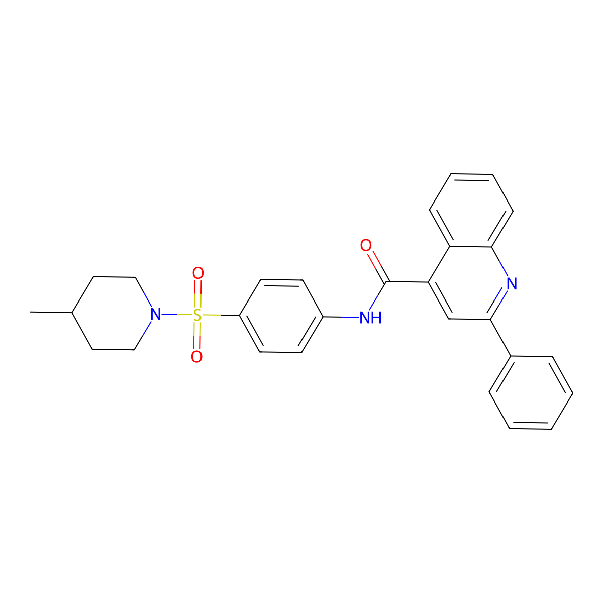 N-[4-(4-methylpiperidin-1-yl)sulfonylphenyl]-2-phenylquinoline-4-carboxamide molecular structure, CAS 590377-46-1