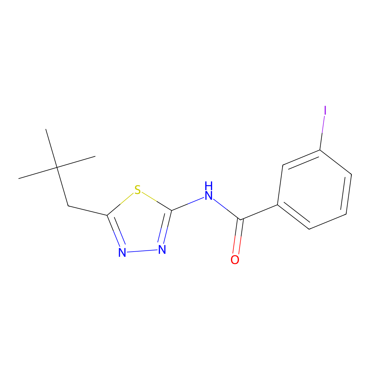N-[5-(2,2-dimethylpropyl)-1,3,4-thiadiazol-2-yl]-3-iodobenzamide molecular structure, CAS 590377-49-4
