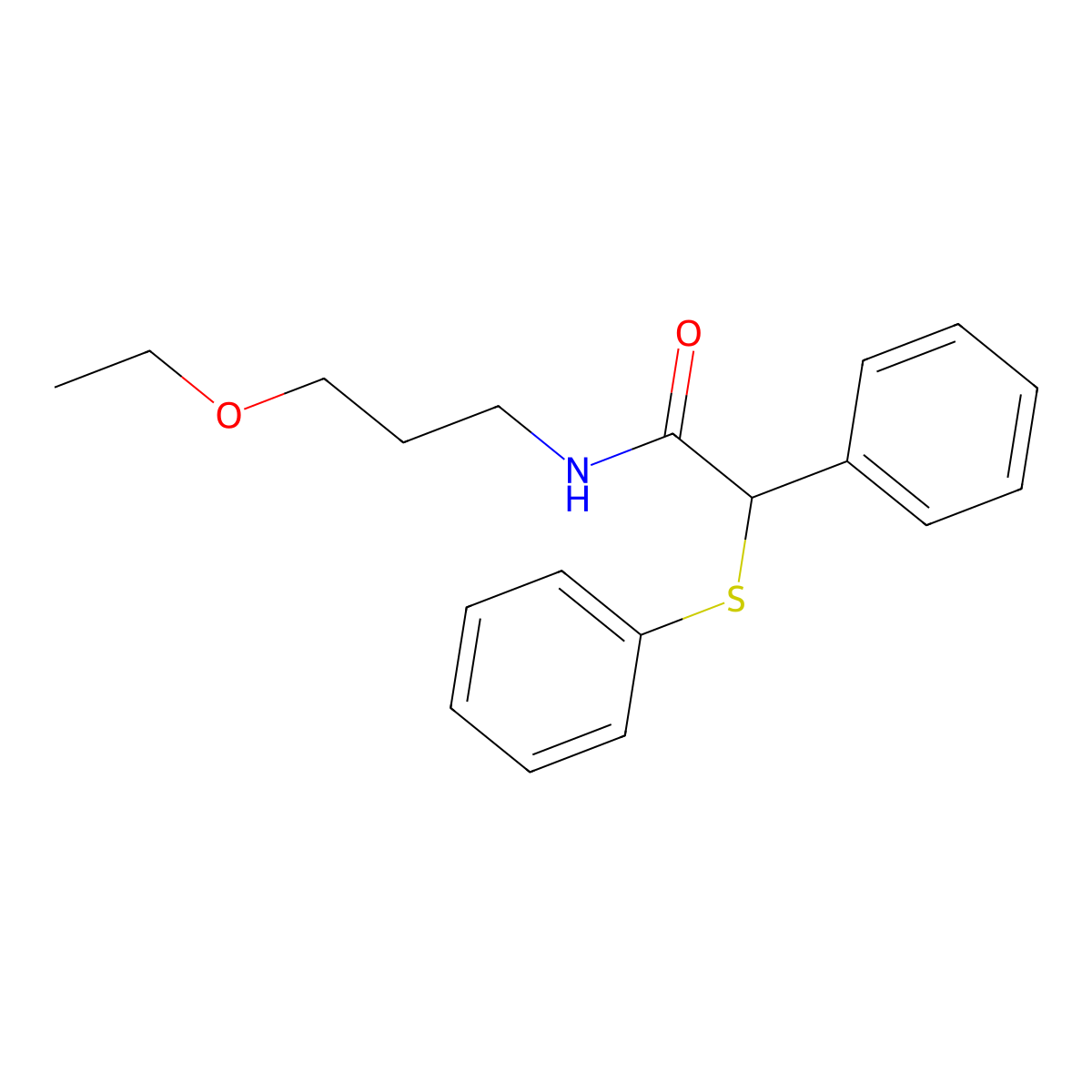 N-(3-ethoxypropyl)-2-phenyl-2-(phenylsulfanyl)acetamide molecular structure, CAS 590377-62-1