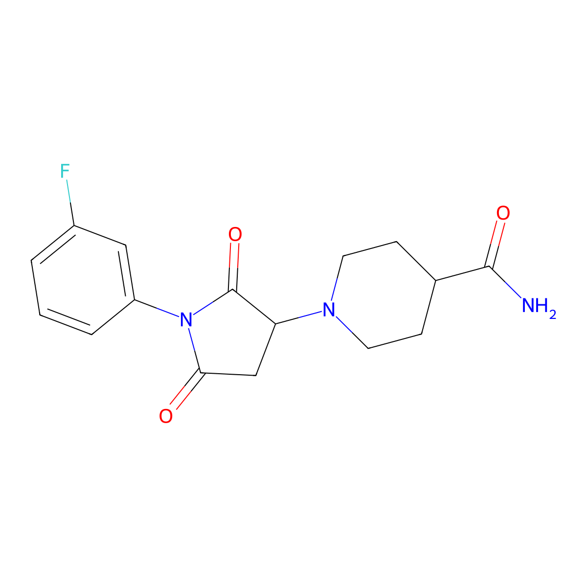 4-Piperidinecarboxamide, 1-[1-(3-fluorophenyl)-2,5-dioxo-3-pyrrolidinyl]- molecular structure, CAS 590377-82-5