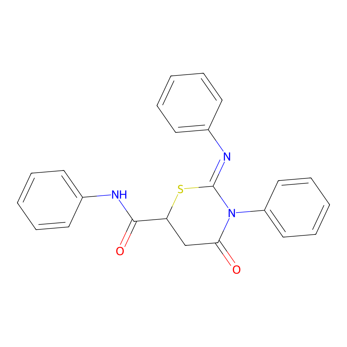 (2Z)-4-oxo-N,3-diphenyl-2-(phenylimino)-1,3-thiazinane-6-carboxamide molecular structure, CAS 590377-83-6