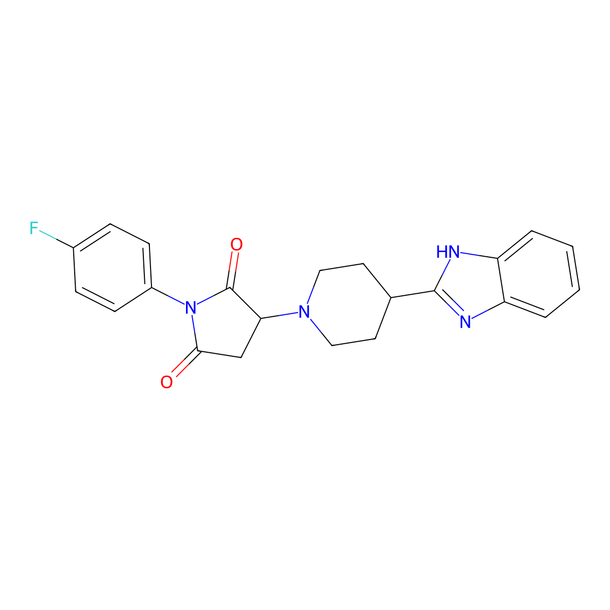 3-[4-(1H-benzimidazol-2-yl)piperidin-1-yl]-1-(4-fluorophenyl)pyrrolidine-2,5-dione molecular structure, CAS 590378-10-2