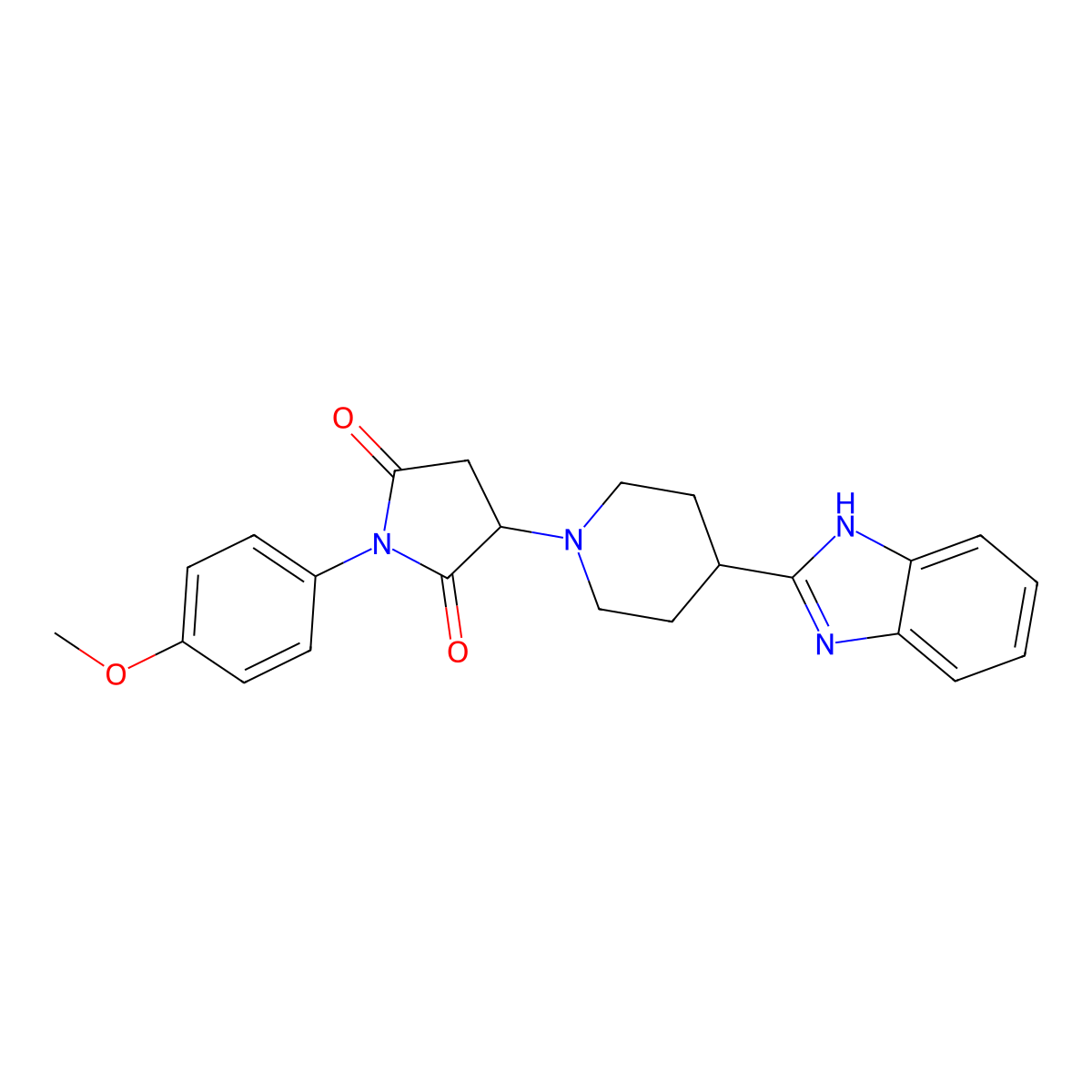 3-[4-(1H-benzimidazol-2-yl)piperidin-1-yl]-1-(4-methoxyphenyl)pyrrolidine-2,5-dione molecular structure, CAS 590378-14-6