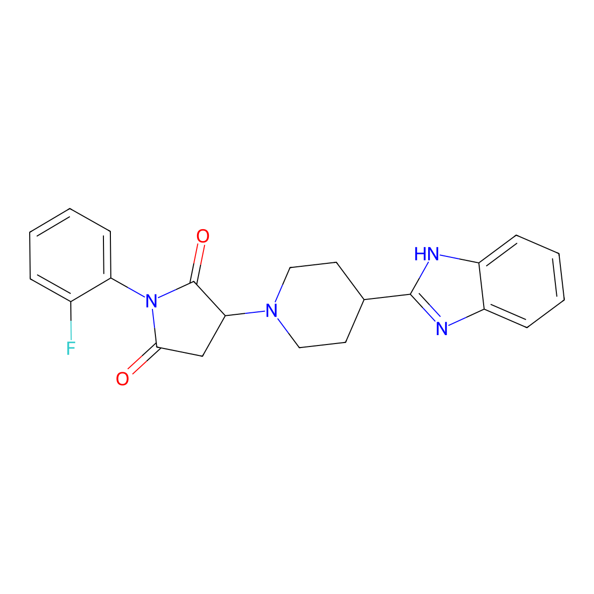 3-[4-(1H-benzimidazol-2-yl)piperidin-1-yl]-1-(2-fluorophenyl)pyrrolidine-2,5-dione molecular structure, CAS 590378-15-7