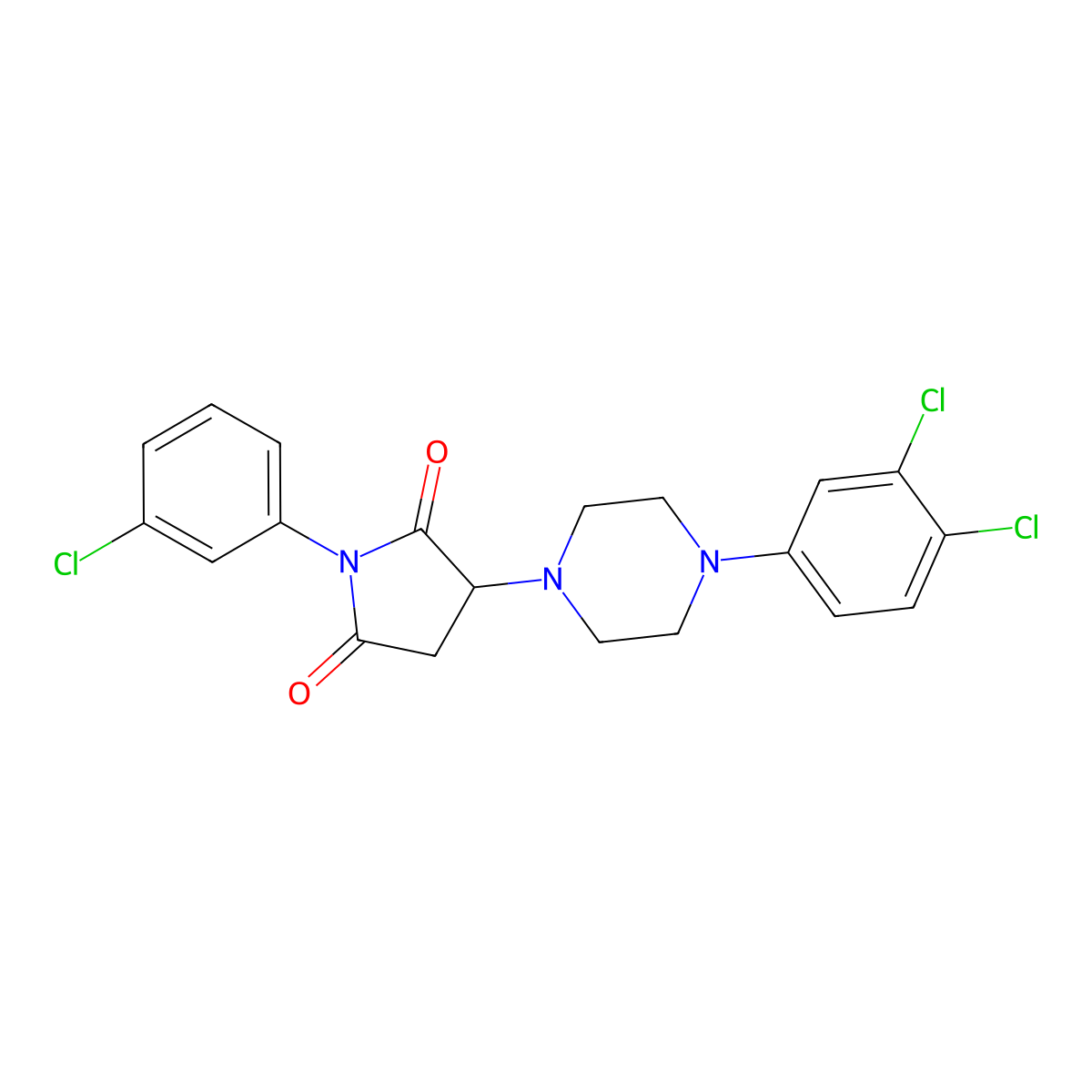 1-(3-Chlorophenyl)-3-[4-(3,4-dichlorophenyl)piperazin-1-yl]pyrrolidine-2,5-dione molecular structure, CAS 590378-24-8