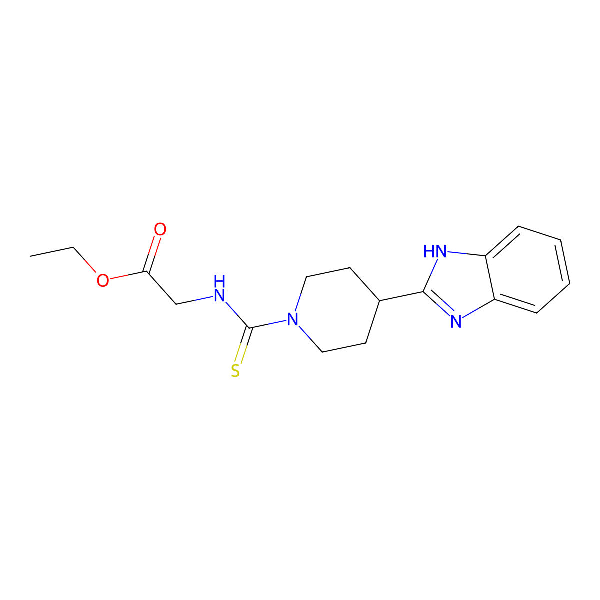 ethyl N-{[4-(1H-benzimidazol-2-yl)piperidin-1-yl]carbonothioyl}glycinate molecular structure, CAS 590378-28-2