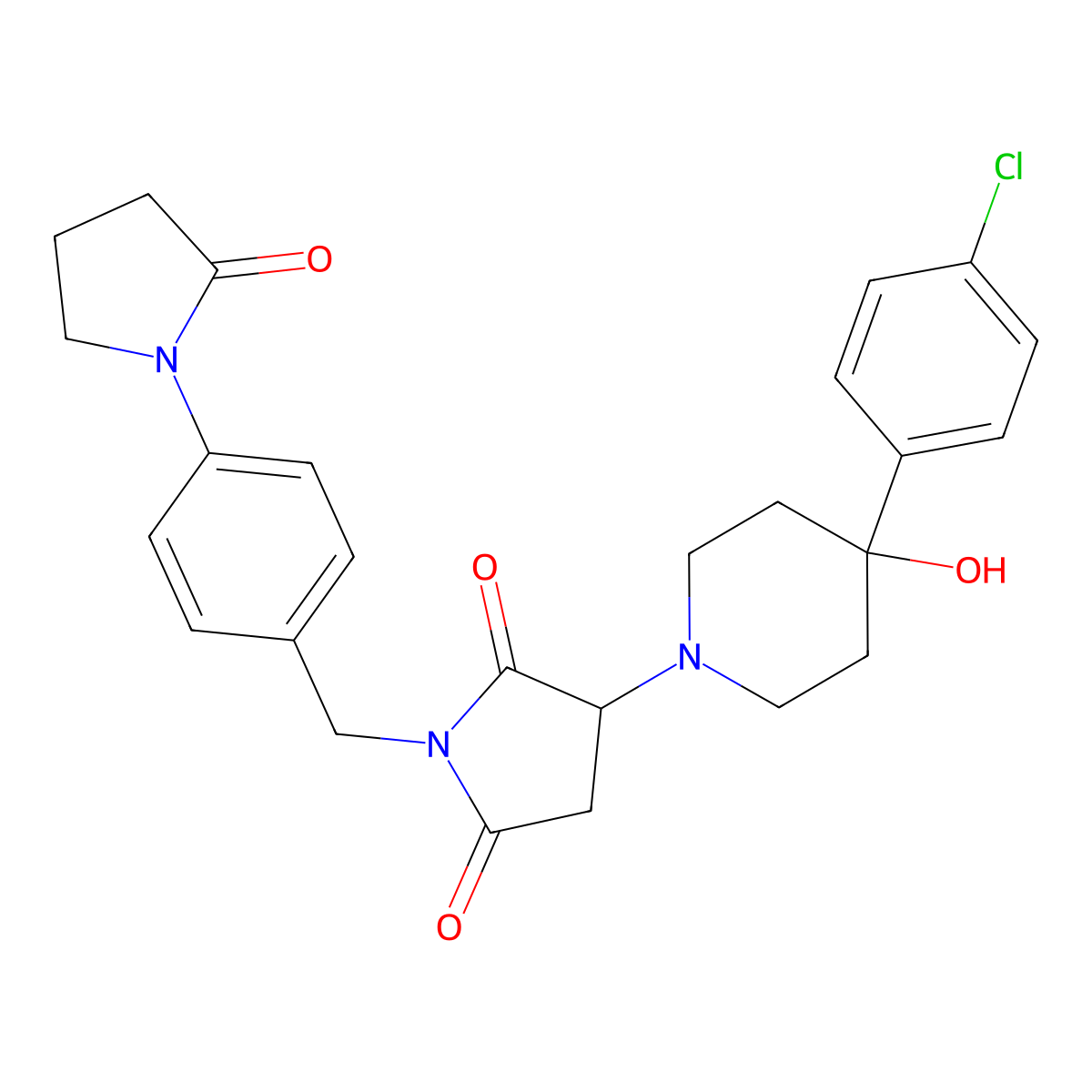 3-[4-(4-Chlorophenyl)-4-hydroxy-1-piperidinyl]-1-[4-(2-oxo-1-pyrrolidinyl)benzyl]-2,5-pyrrolidinedione molecular structure, CAS 590378-35-1