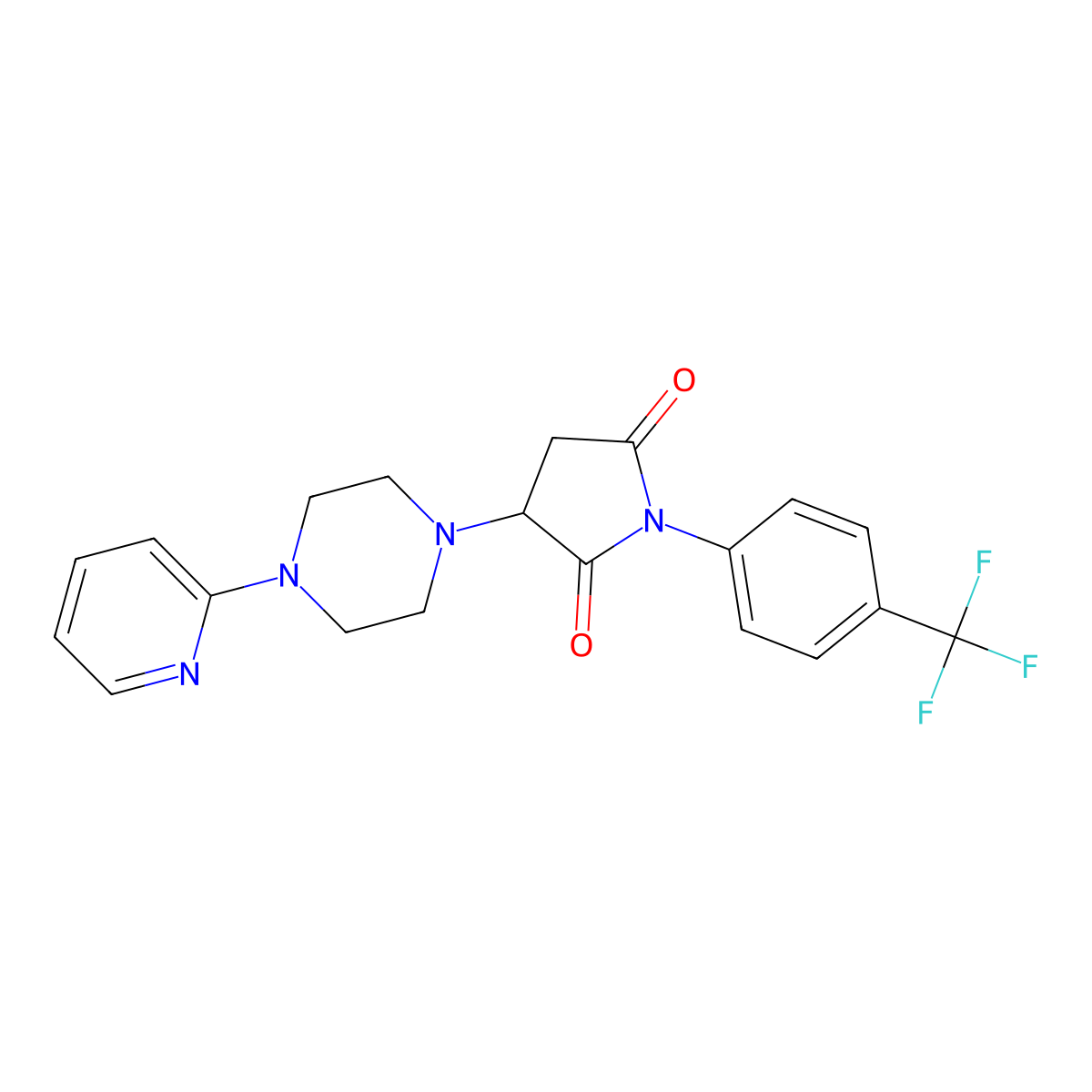 3-(4-Pyridin-2-ylpiperazin-1-yl)-1-[4-(trifluoromethyl)phenyl]pyrrolidine-2,5-dione molecular structure, CAS 590378-37-3