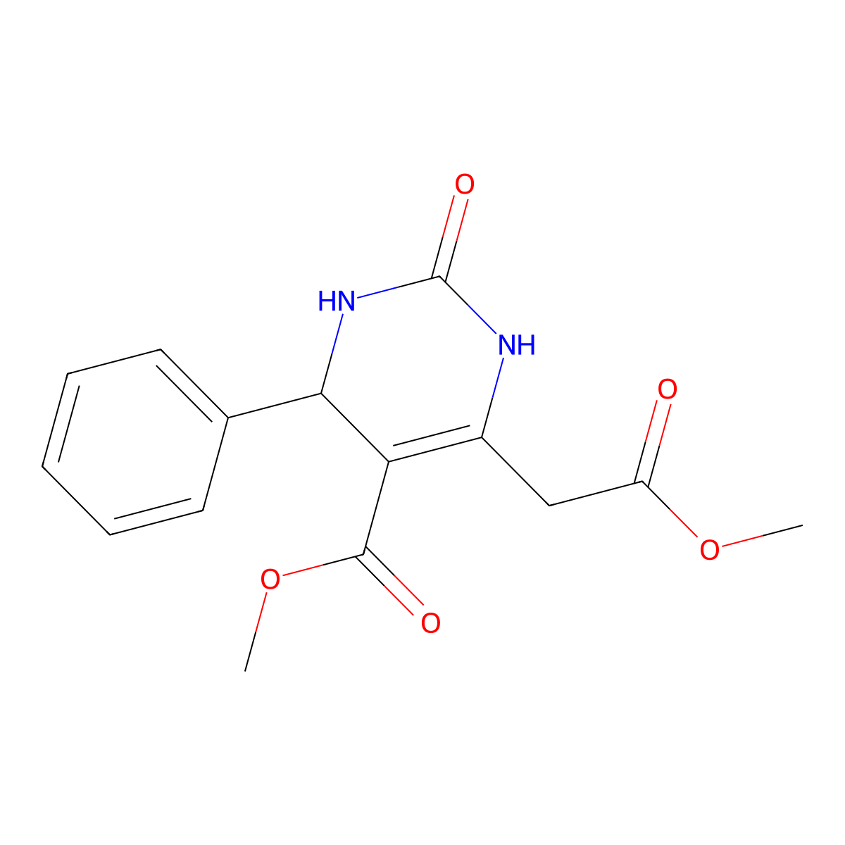 Methyl 6-(2-methoxy-2-oxoethyl)-2-oxo-4-phenyl-1,2,3,4-tetrahydropyrimidine-5-carboxylate molecular structure, CAS 590378-40-8