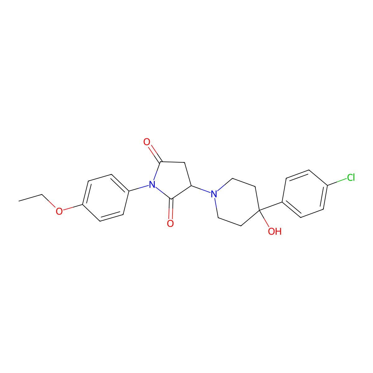 3-[4-(4-Chlorophenyl)-4-hydroxypiperidin-1-yl]-1-(4-ethoxyphenyl)pyrrolidine-2,5-dione molecular structure, CAS 590378-52-2