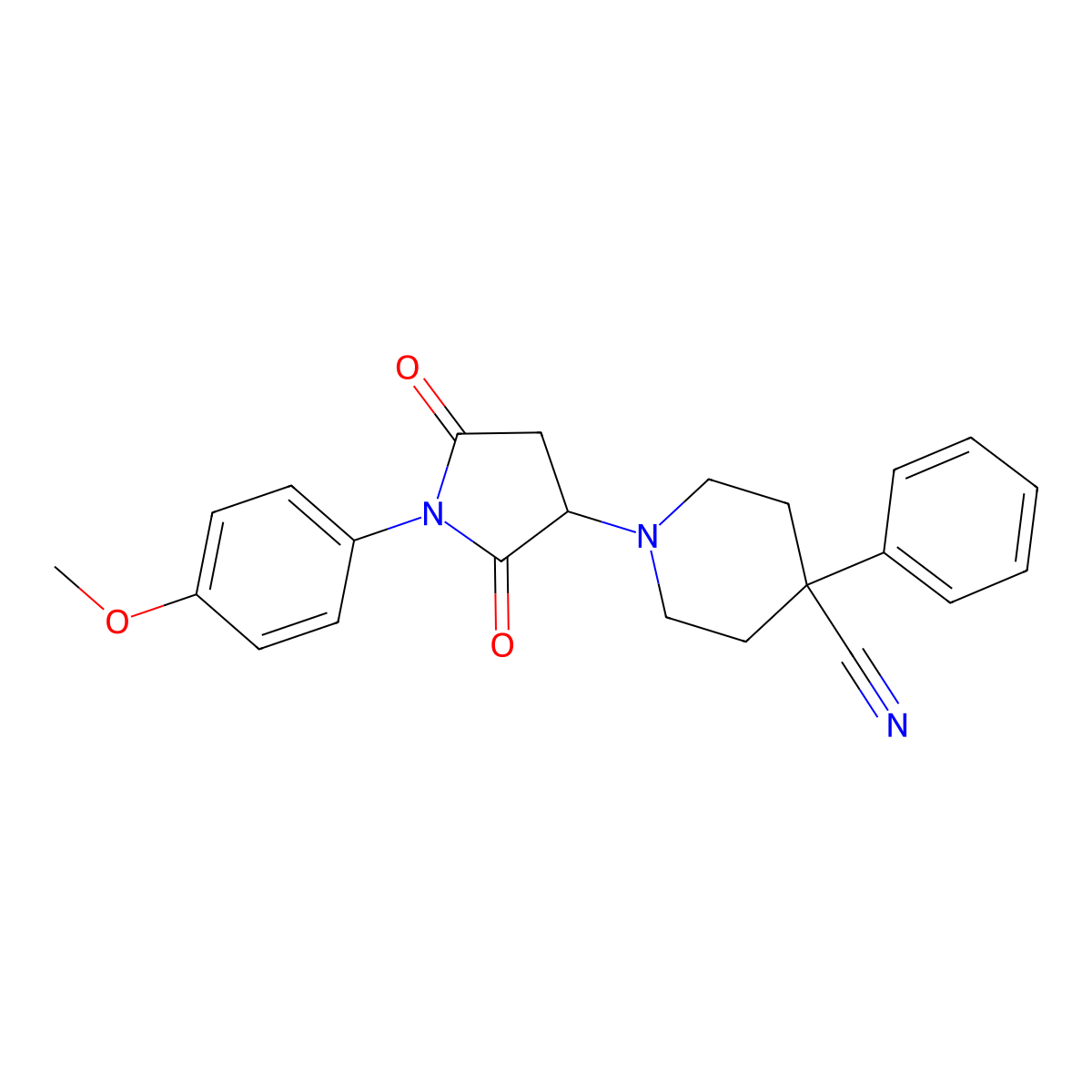 1-[1-(4-Methoxyphenyl)-2,5-dioxopyrrolidin-3-yl]-4-phenylpiperidine-4-carbonitrile molecular structure, CAS 590378-61-3