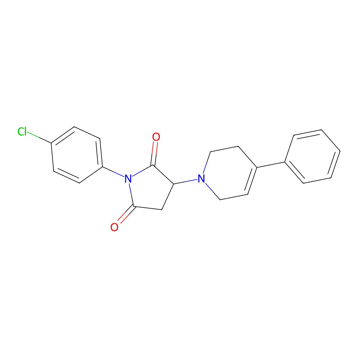 1-(4-chlorophenyl)-3-(4-phenyl-3,6-dihydro-2H-pyridin-1-yl)pyrrolidine-2,5-dione molecular structure, CAS 590378-65-7