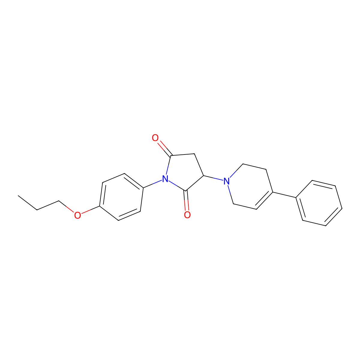 3-(4-phenyl-3,6-dihydropyridin-1(2H)-yl)-1-(4-propoxyphenyl)pyrrolidine-2,5-dione molecular structure, CAS 590378-72-6