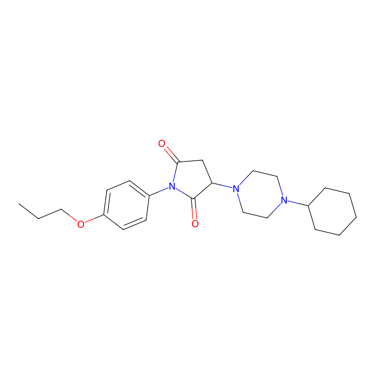 3-(4-Cyclohexylpiperazin-1-yl)-1-(4-propoxyphenyl)pyrrolidine-2,5-dione molecular structure, CAS 590378-75-9