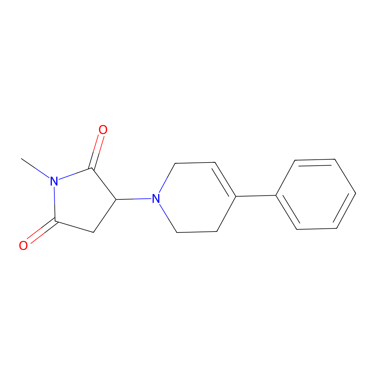1-methyl-3-(4-phenyl-3,6-dihydropyridin-1(2H)-yl)pyrrolidine-2,5-dione molecular structure, CAS 590378-78-2