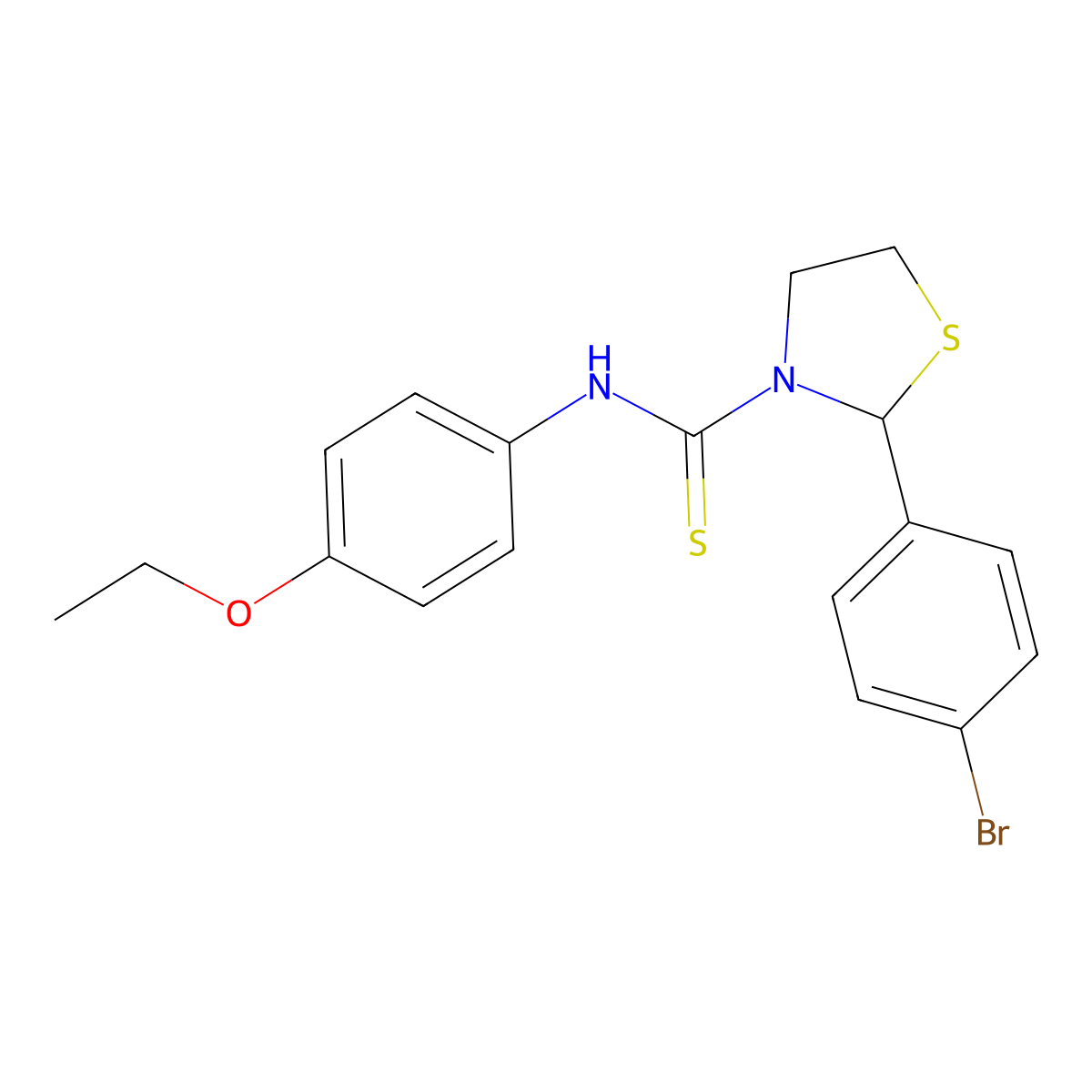 2-(4-bromophenyl)-N-(4-ethoxyphenyl)-1,3-thiazolidine-3-carbothioamide molecular structure, CAS 590378-93-1