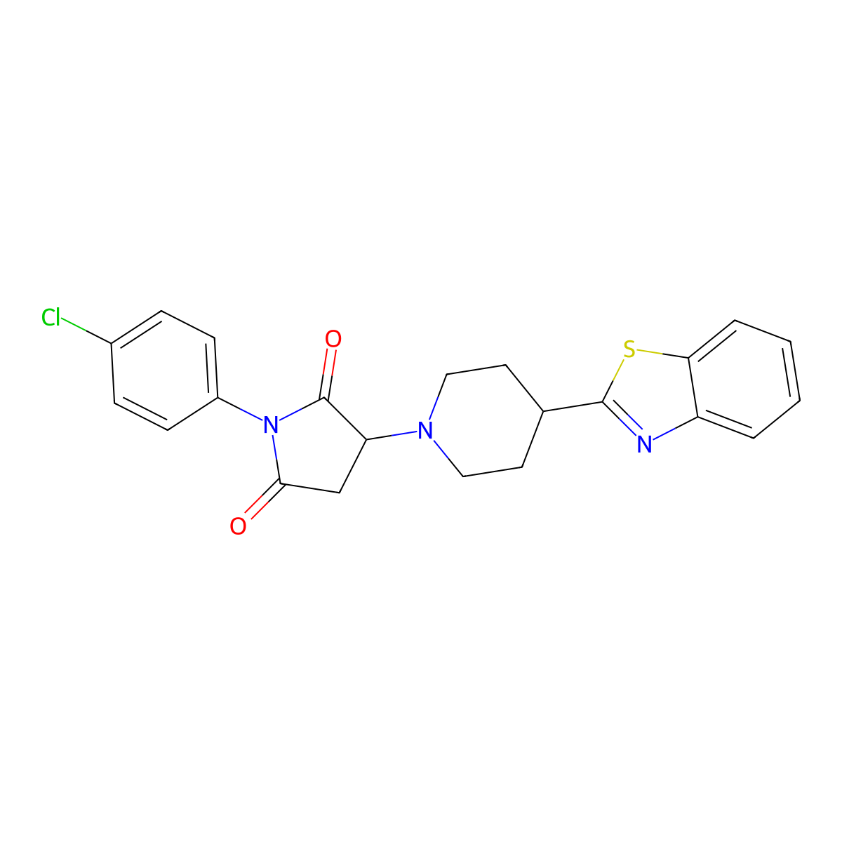 3-[4-(1,3-Benzothiazol-2-yl)piperidin-1-yl]-1-(4-chlorophenyl)pyrrolidine-2,5-dione molecular structure, CAS 590379-05-8