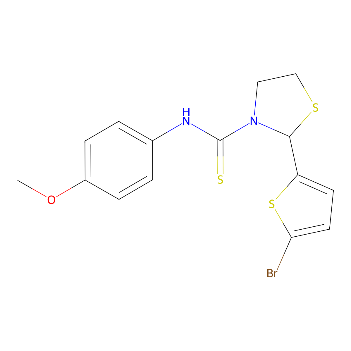 2-(5-bromothiophen-2-yl)-N-(4-methoxyphenyl)-1,3-thiazolidine-3-carbothioamide molecular structure, CAS 590379-96-7