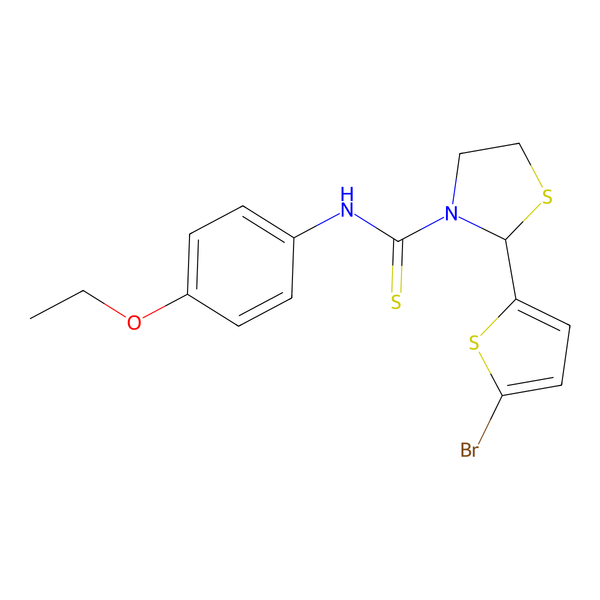 2-(5-bromothiophen-2-yl)-N-(4-ethoxyphenyl)-1,3-thiazolidine-3-carbothioamide molecular structure, CAS 590379-99-0