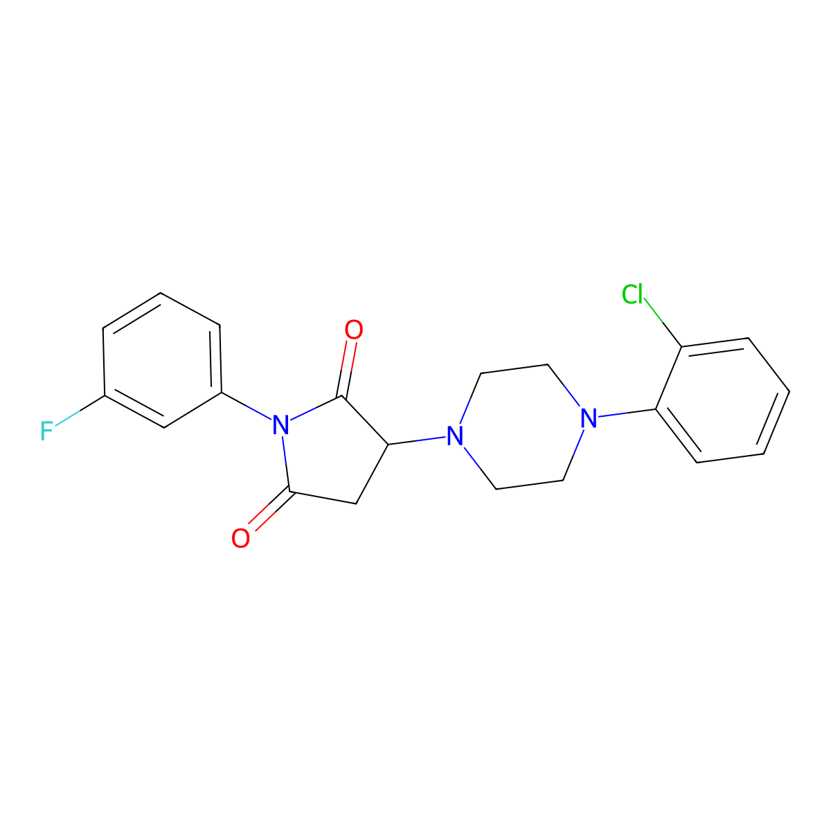 3-[4-(2-Chlorophenyl)piperazin-1-yl]-1-(3-fluorophenyl)pyrrolidine-2,5-dione molecular structure, CAS 590380-18-0