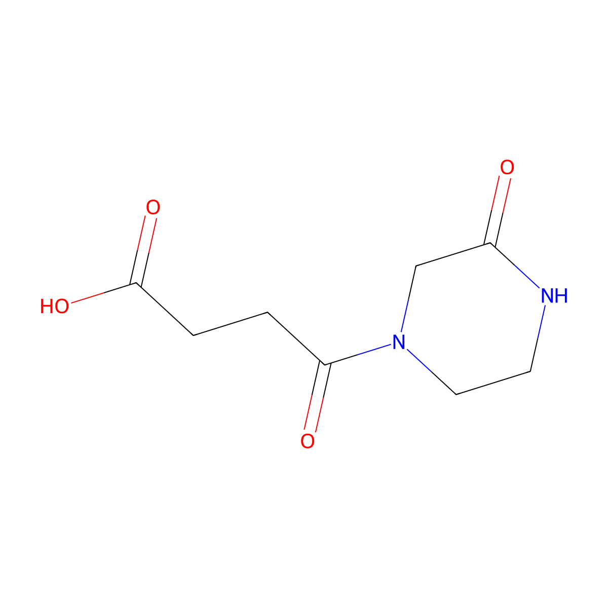 4-Oxo-4-(3-oxopiperazin-1-yl)butanoic acid molecular structure, CAS 590380-54-4