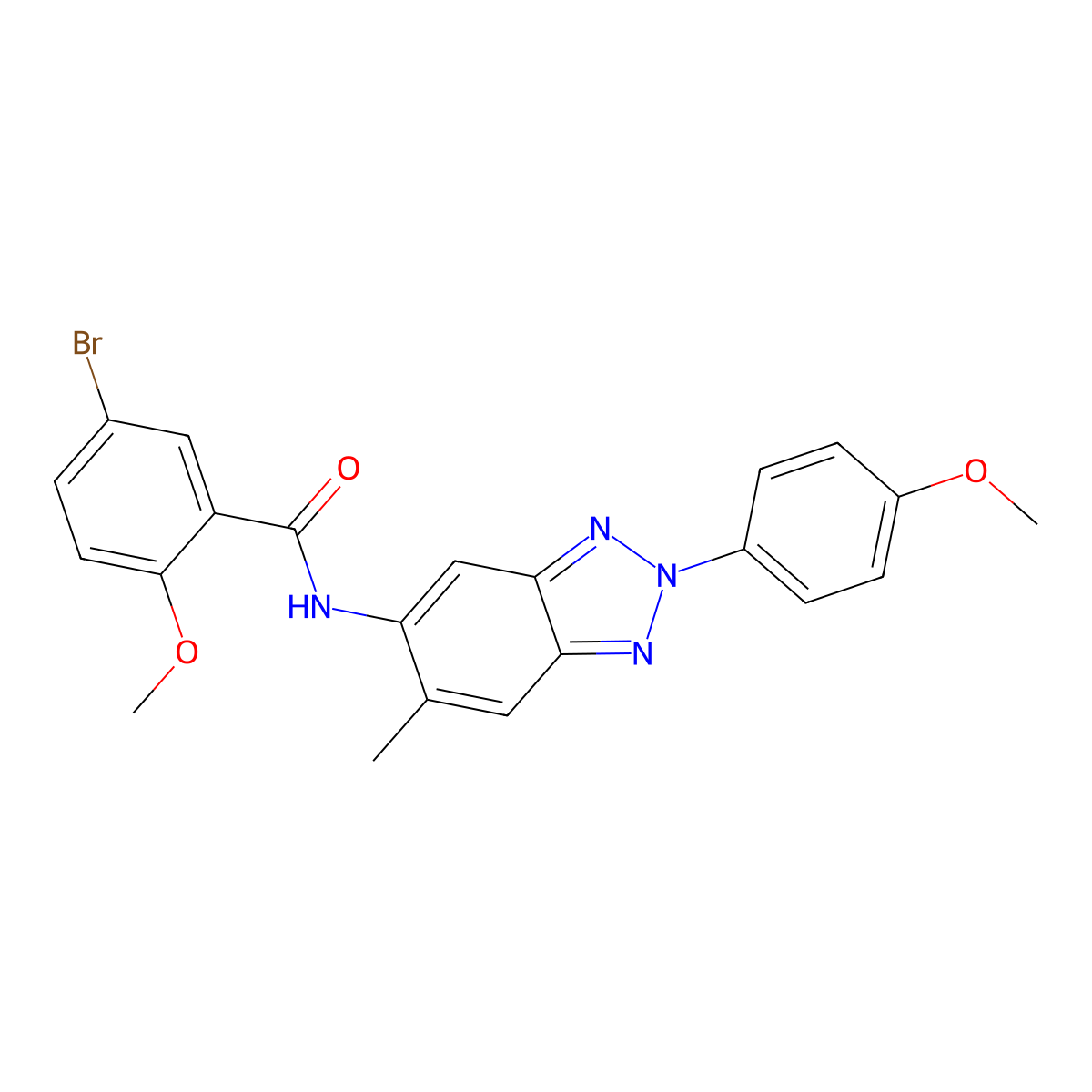 5-bromo-2-methoxy-N-[2-(4-methoxyphenyl)-6-methyl-2H-benzotriazol-5-yl]benzamide molecular structure, CAS 590380-55-5
