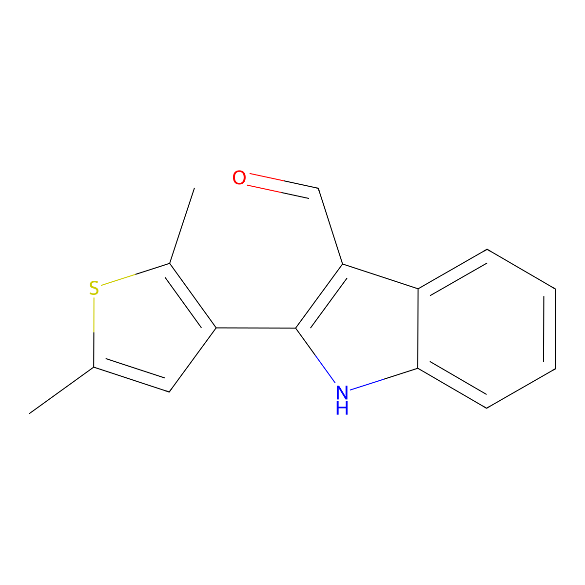 2-(2,5-dimethylthiophen-3-yl)-1H-indole-3-carbaldehyde molecular structure, CAS 590390-92-4