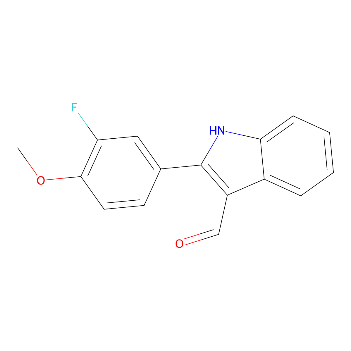 2-(3-fluoro-4-methoxyphenyl)-1H-indole-3-carbaldehyde molecular structure, CAS 590391-04-1