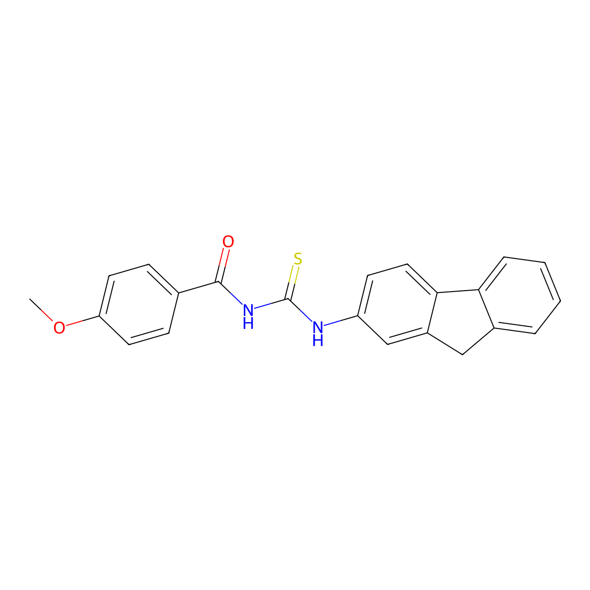N-(9H-fluoren-2-ylcarbamothioyl)-4-methoxybenzamide molecular structure, CAS 590393-79-6