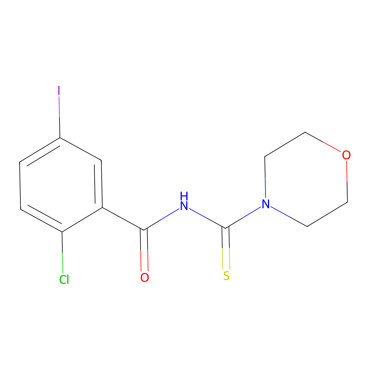 2-chloro-5-iodo-N-(morpholine-4-carbothioyl)benzamide molecular structure, CAS 590394-09-5