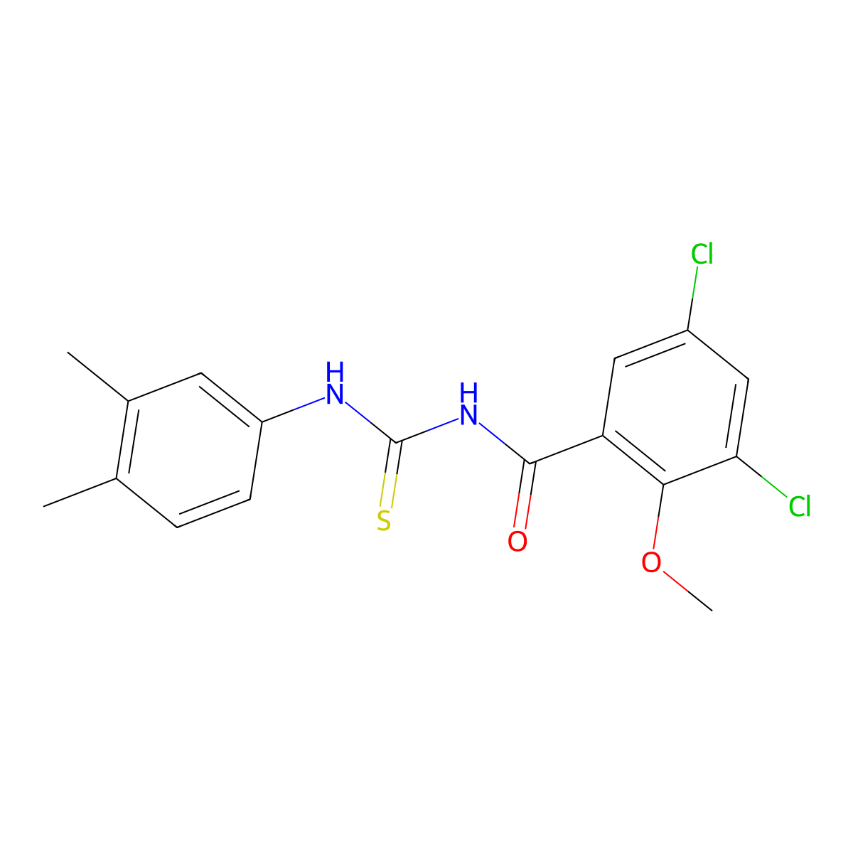 3,5-dichloro-N-[(3,4-dimethylphenyl)carbamothioyl]-2-methoxybenzamide molecular structure, CAS 590394-46-0