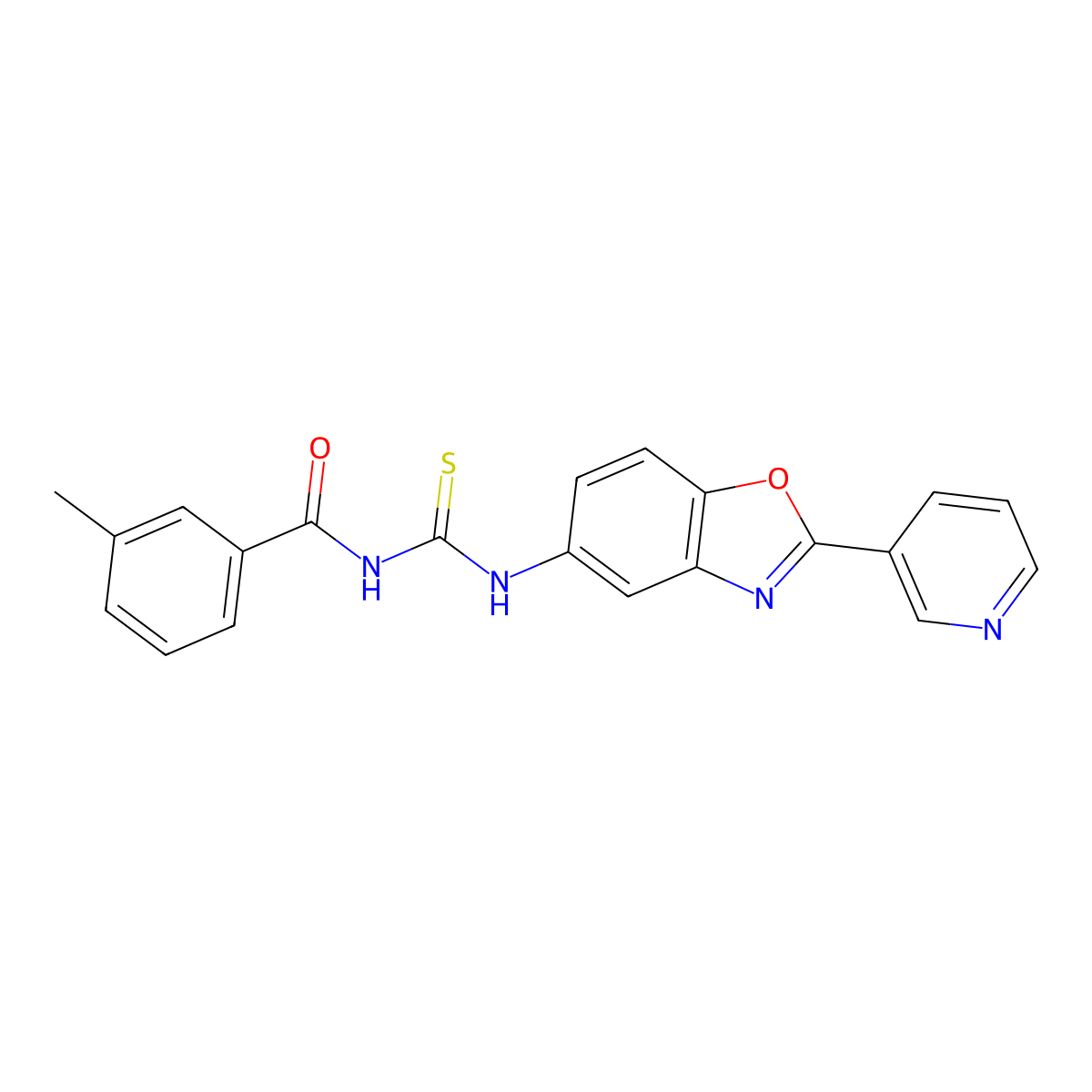 3-methyl-N-{[2-(pyridin-3-yl)-1,3-benzoxazol-5-yl]carbamothioyl}benzamide molecular structure, CAS 590394-57-3