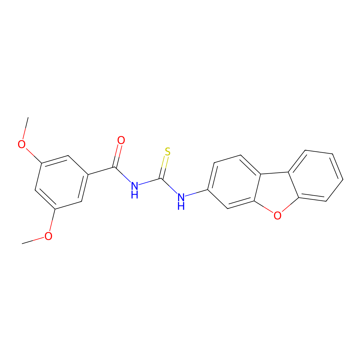 N-(dibenzo[b,d]furan-3-ylcarbamothioyl)-3,5-dimethoxybenzamide molecular structure, CAS 590394-88-0