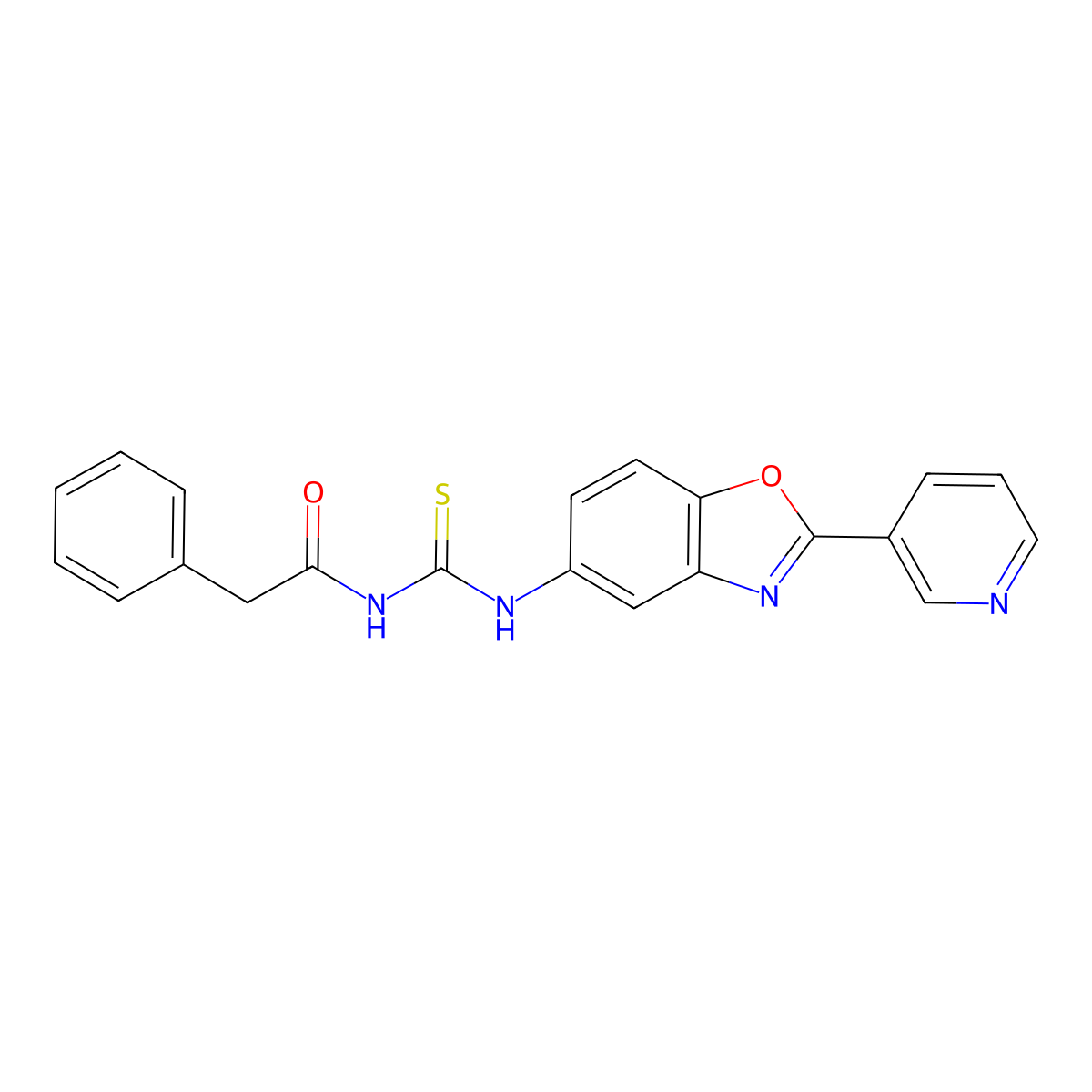 2-phenyl-N-{[2-(pyridin-3-yl)-1,3-benzoxazol-5-yl]carbamothioyl}acetamide molecular structure, CAS 590395-09-8