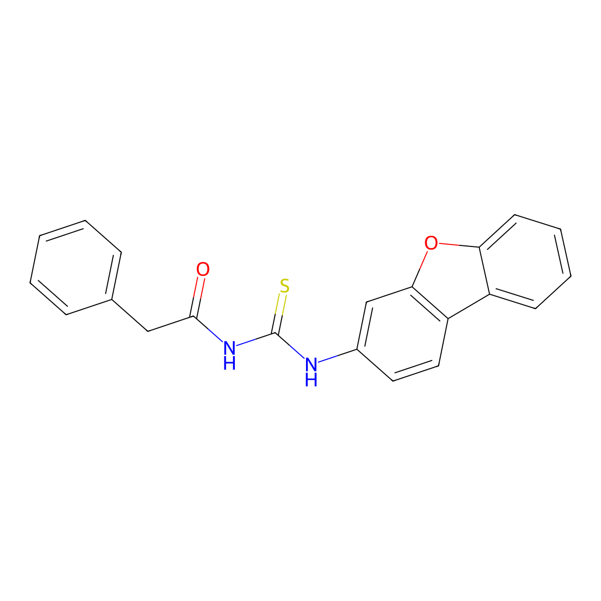 N-(dibenzo[b,d]furan-3-ylcarbamothioyl)-2-phenylacetamide molecular structure, CAS 590395-11-2