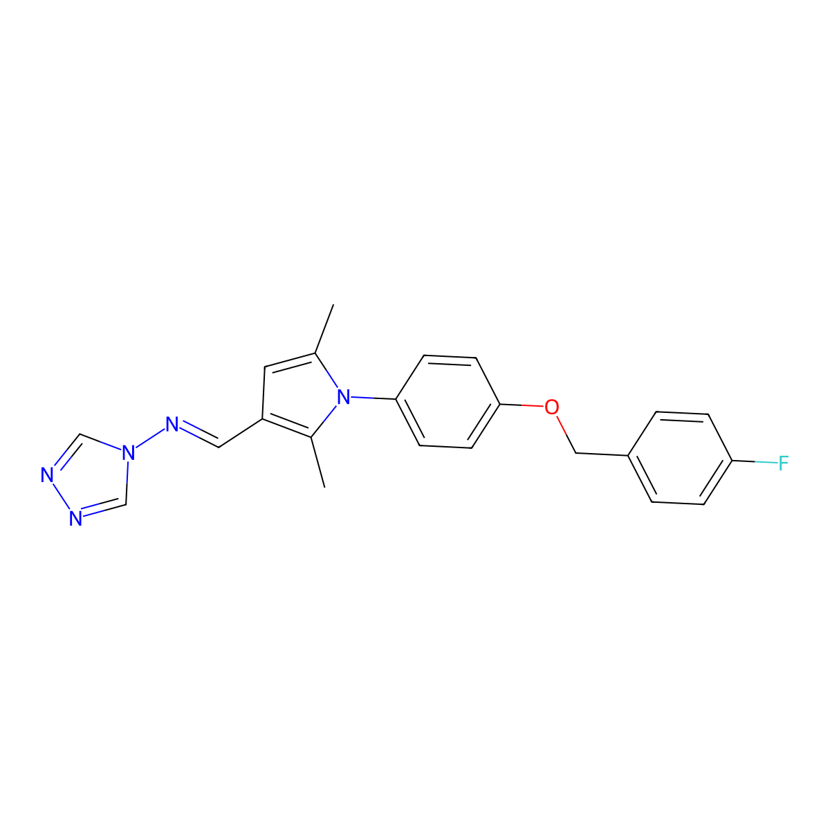N-[[1-[4-[(4-Fluorophenyl)methoxy]phenyl]-2,5-dimethyl-1H-pyrrol-3-yl]methylene]-4H-1,2,4-triazol-4-amine molecular structure, CAS 590395-47-4
