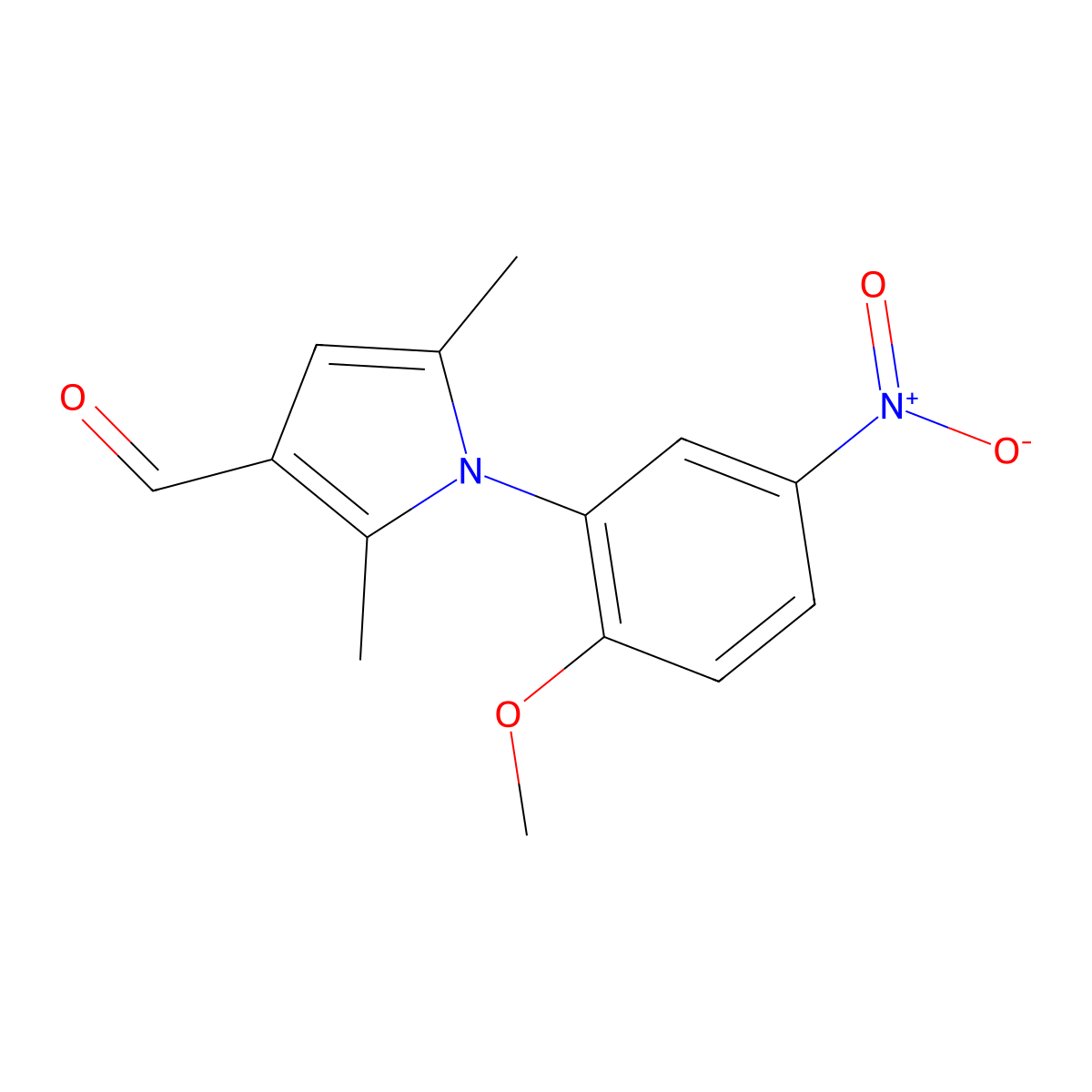 1-(2-methoxy-5-nitrophenyl)-2,5-dimethyl-1H-pyrrole-3-carbaldehyde molecular structure, CAS 590395-50-9