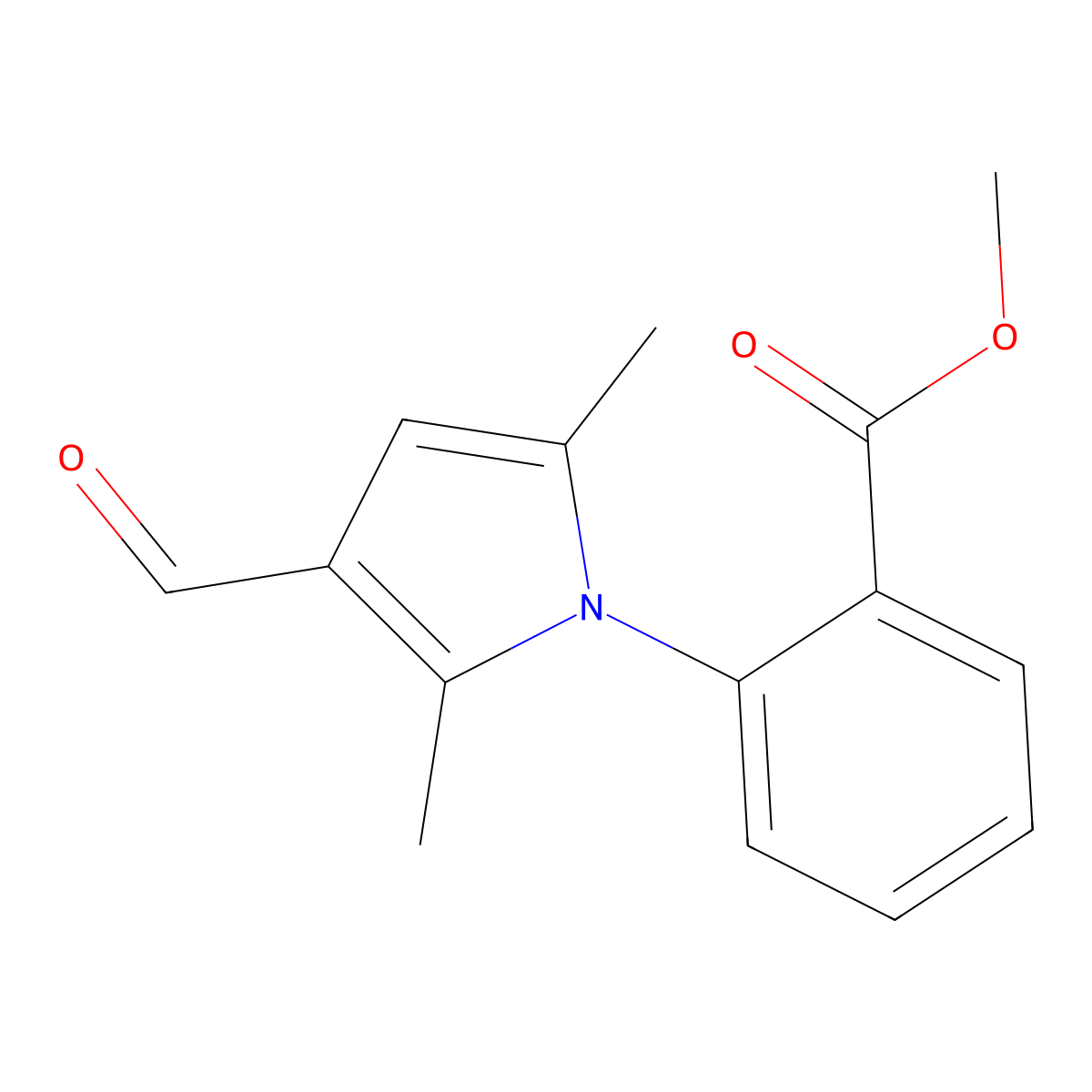 methyl 2-(3-formyl-2,5-dimethyl-1H-pyrrol-1-yl)benzoate molecular structure, CAS 590395-51-0