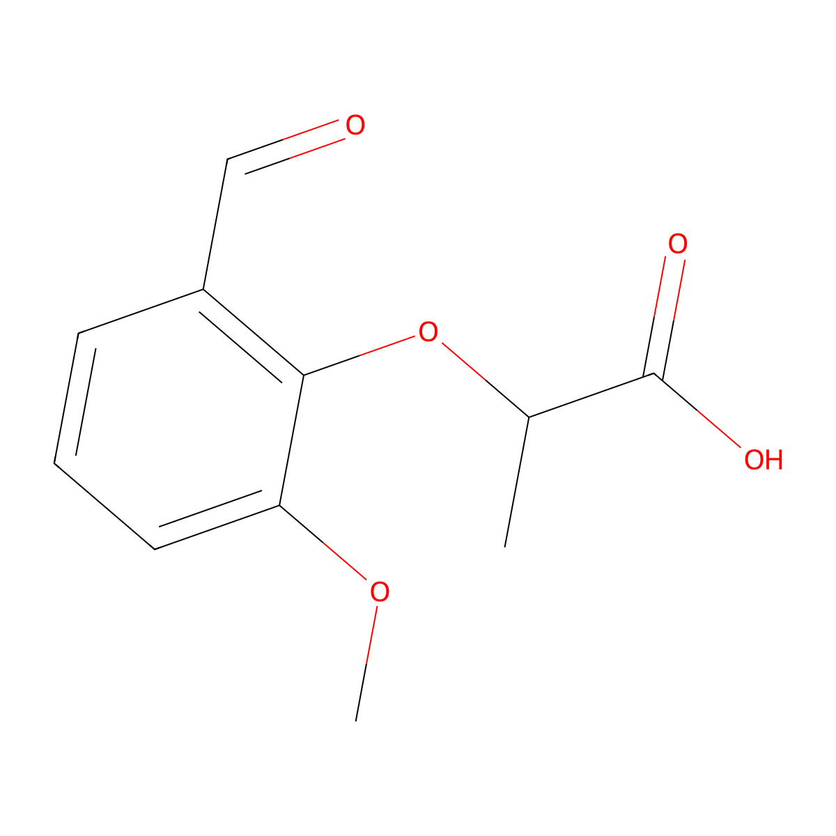 2-(2-Formyl-6-methoxyphenoxy)propanoic acid molecular structure, CAS 590395-57-6