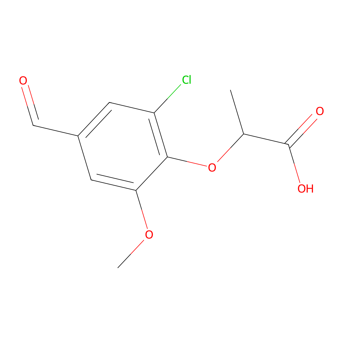 2-(2-Chloro-4-formyl-6-methoxyphenoxy)propanoic acid molecular structure, CAS 590395-58-7